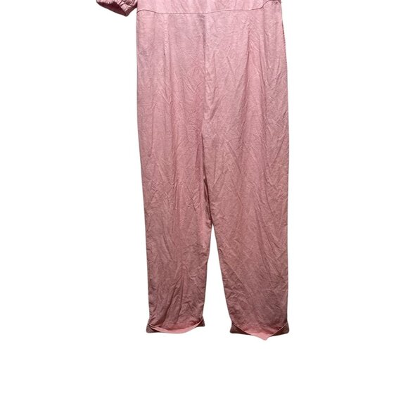 Madewell linen Puff Sleeves Jumpsuit Womens Medium Pink Straight Leg Button Down - Picture 11 of 16
